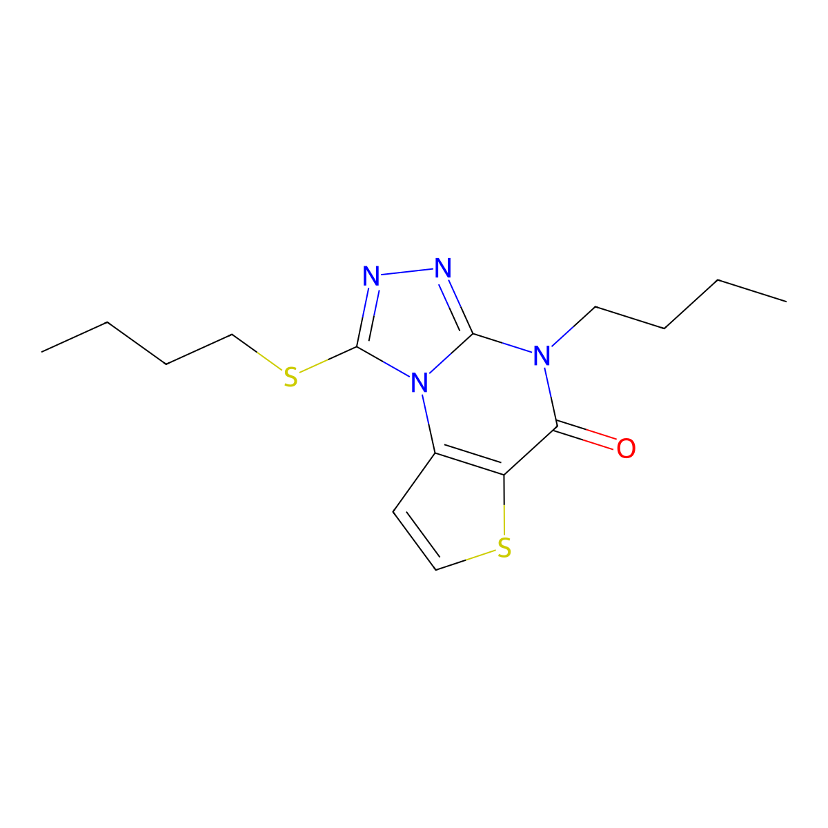 8-Butyl-12-(butylsulfanyl)-5-thia-1,8,10,11-tetraazatricyclo[7.3.0.0^{2,6}]dodeca-2(6),3,9,11-tetraen-7-one molecular structure, CAS 1189664-17-2