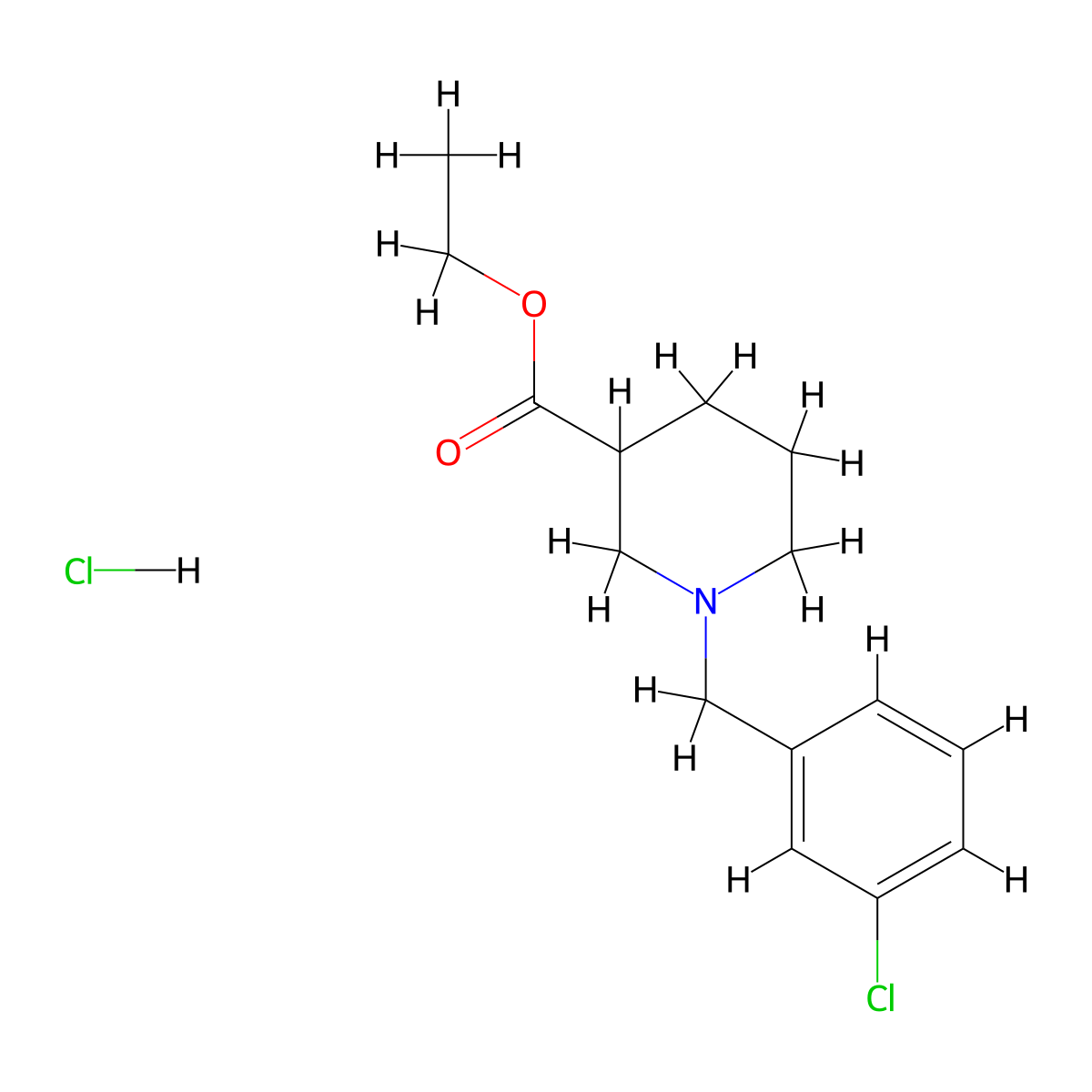 Ethyl 1-(3-chlorobenzyl)piperidine-3-carboxylate hydrochloride molecular structure, CAS 1189664-19-4