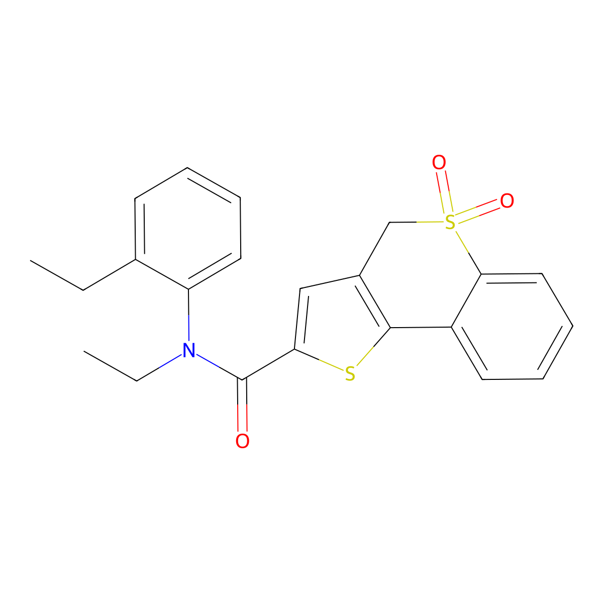 N-ethyl-N-(2-ethylphenyl)-4H-thieno[3,2-c]thiochromene-2-carboxamide 5,5-dioxide molecular structure, CAS 1189664-20-7