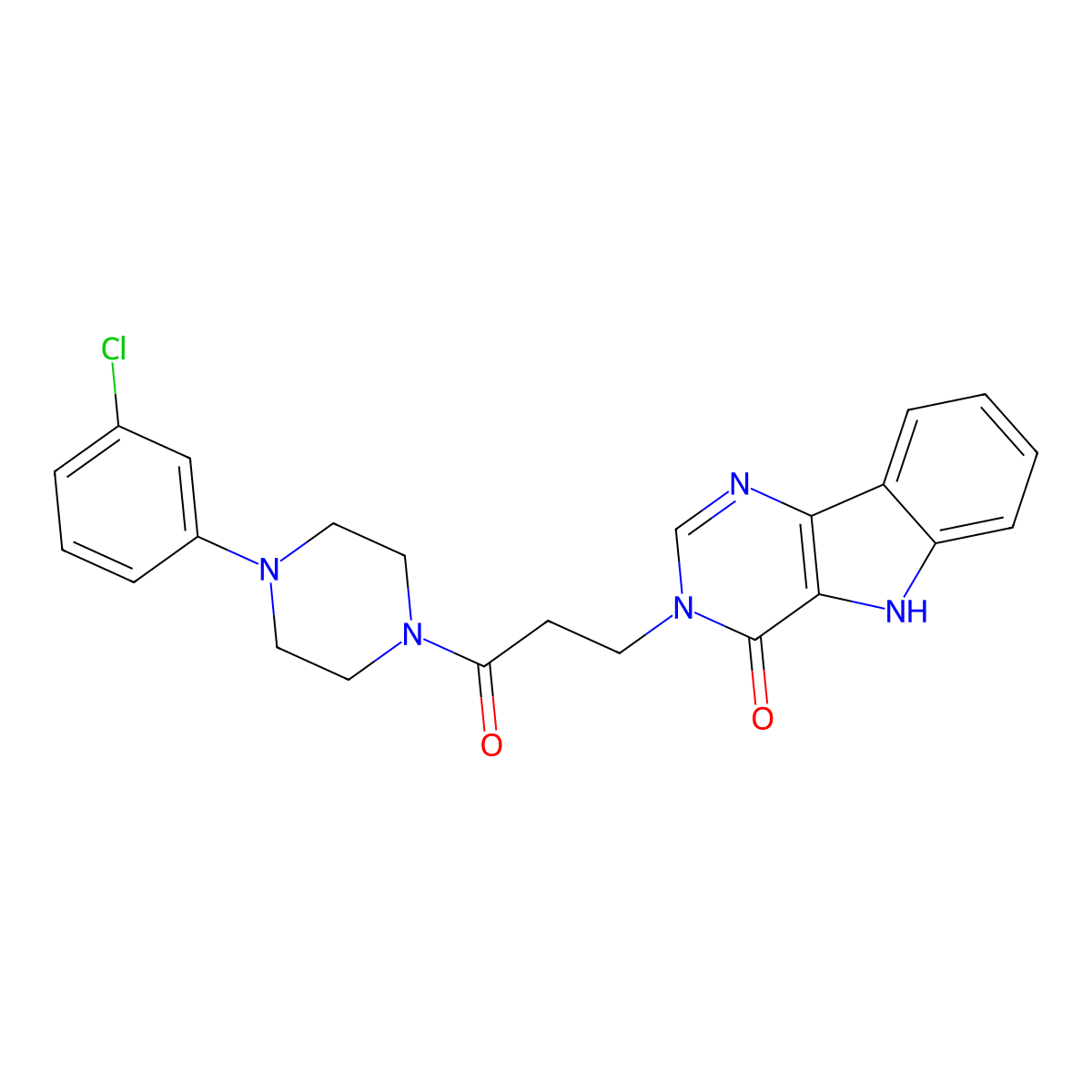 3-(3-(4-(3-chlorophenyl)piperazin-1-yl)-3-oxopropyl)-3H-pyrimido[5,4-b]indol-4(5H)-one molecular structure, CAS 1189665-42-6