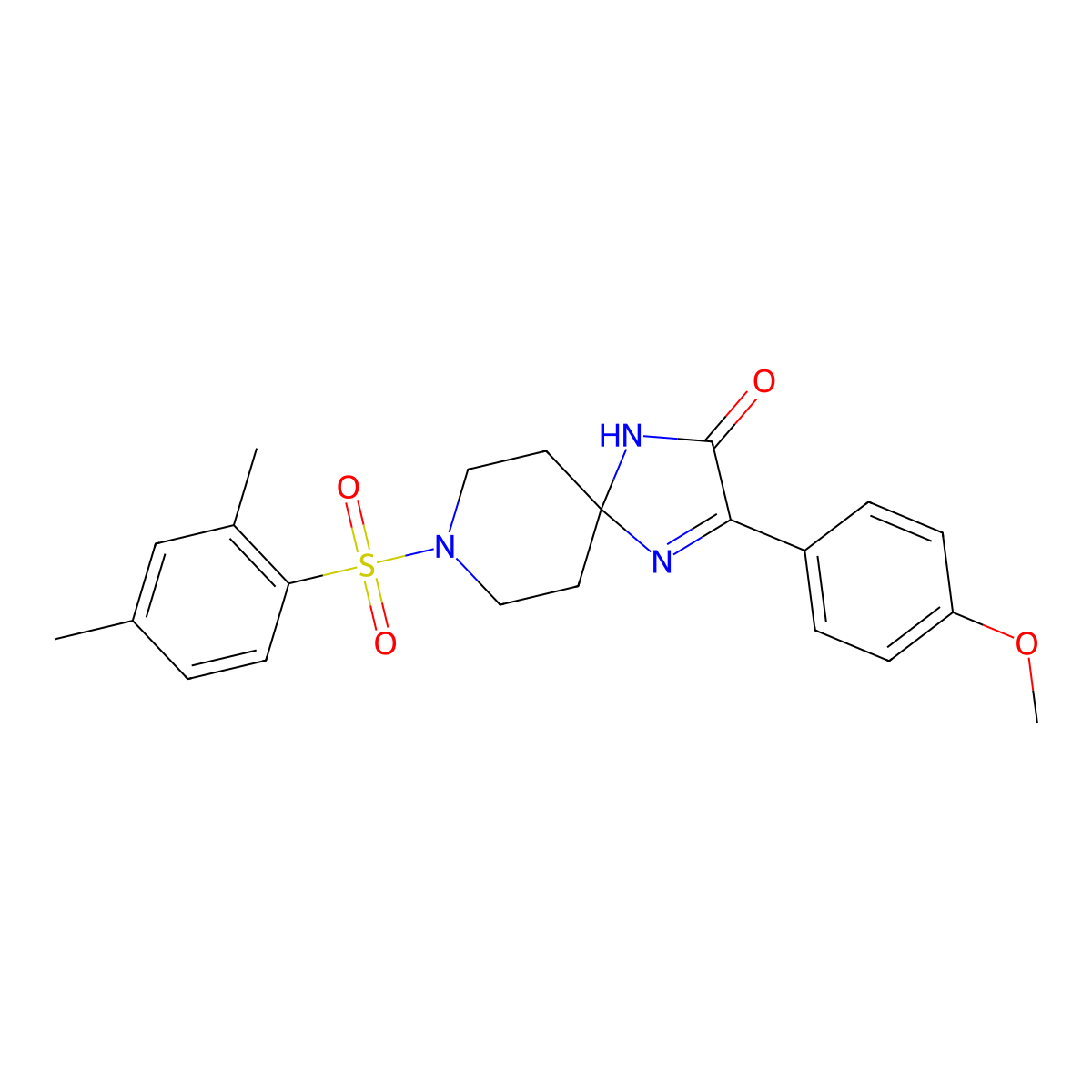 8-((2,4-Dimethylphenyl)sulfonyl)-3-(4-methoxyphenyl)-1,4,8-triazaspiro[4.5]dec-3-en-2-one molecular structure, CAS 1189665-62-0