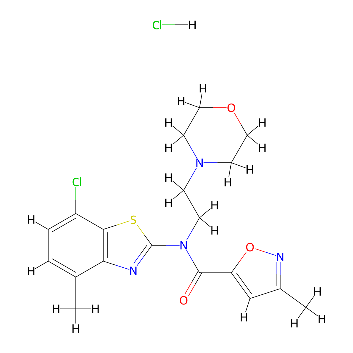 N-(7-chloro-4-methylbenzo[d]thiazol-2-yl)-3-methyl-N-(2-morpholinoethyl)isoxazole-5-carboxamide hydrochloride molecular structure, CAS 1189665-92-6