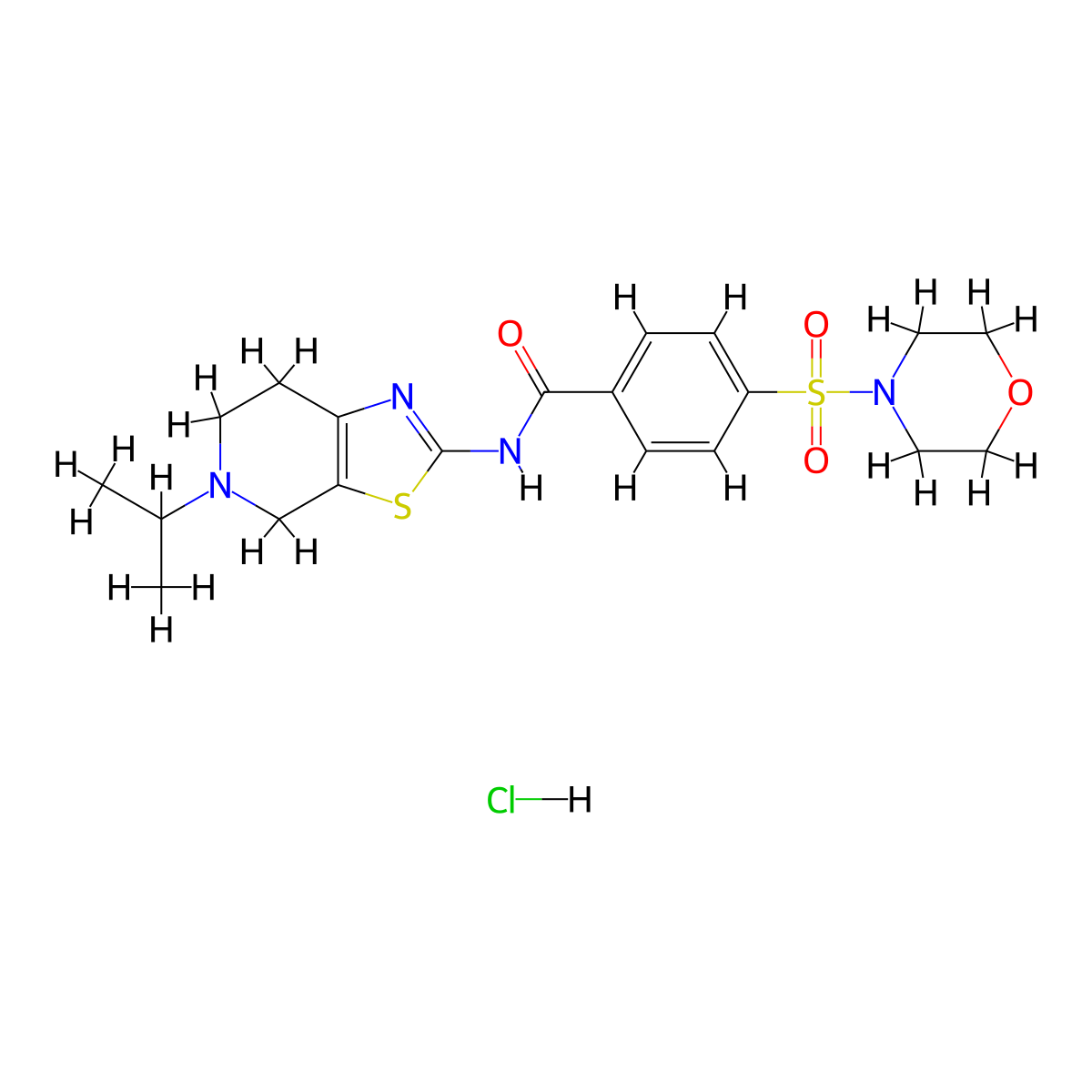 N-(5-isopropyl-4,5,6,7-tetrahydrothiazolo[5,4-c]pyridin-2-yl)-4-(morpholinosulfonyl)benzamide hydrochloride molecular structure, CAS 1189666-11-2