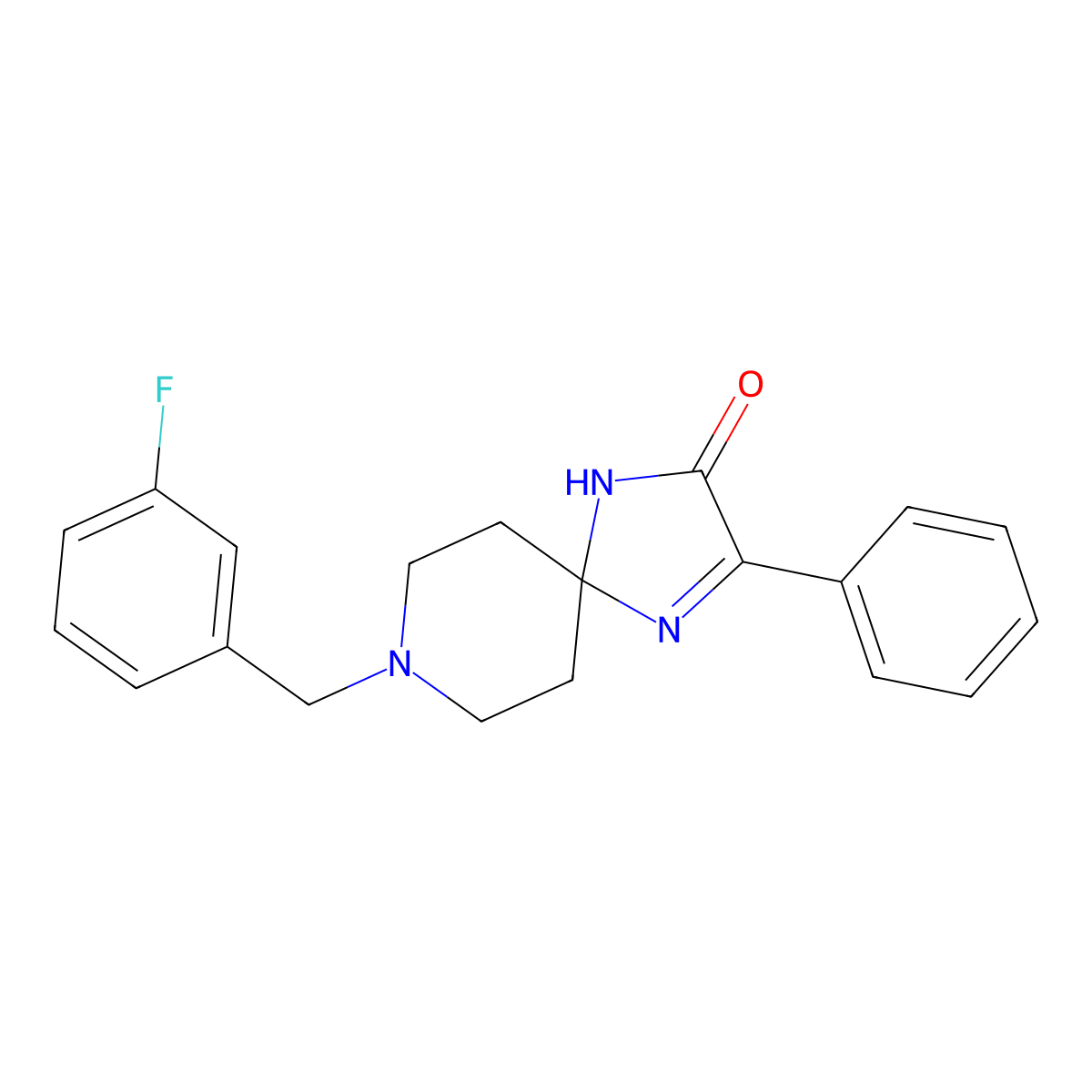 8-(3-Fluorobenzyl)-3-phenyl-1,4,8-triazaspiro[4.5]dec-3-en-2-one molecular structure, CAS 1189667-20-6