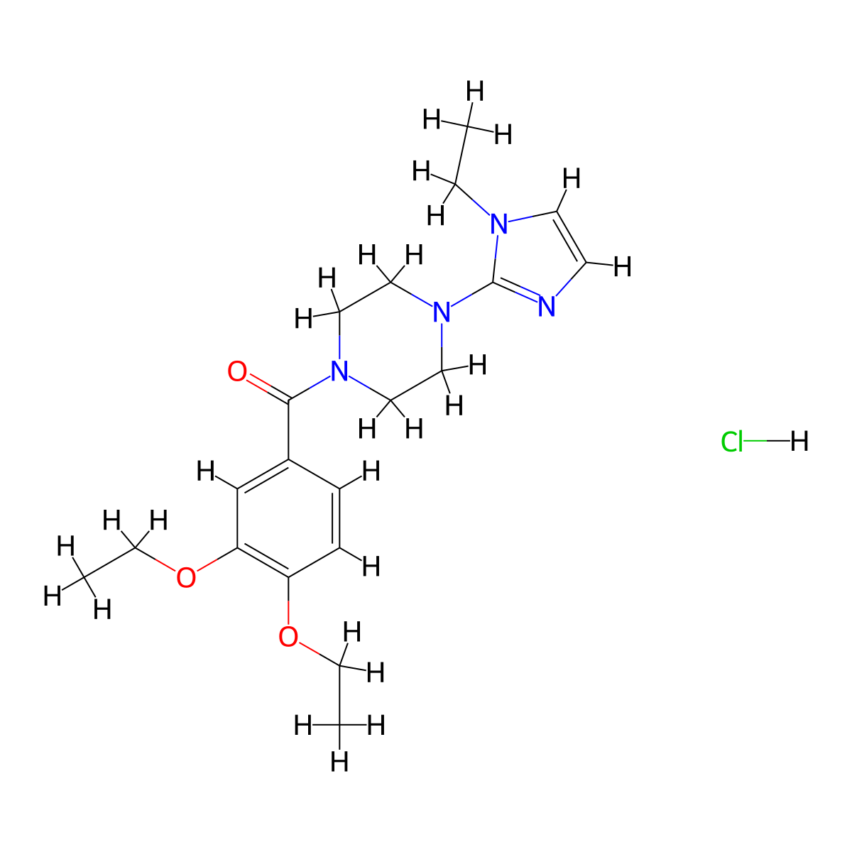(3,4-diethoxyphenyl)(4-(1-ethyl-1H-imidazol-2-yl)piperazin-1-yl)methanone hydrochloride molecular structure, CAS 1189667-36-4