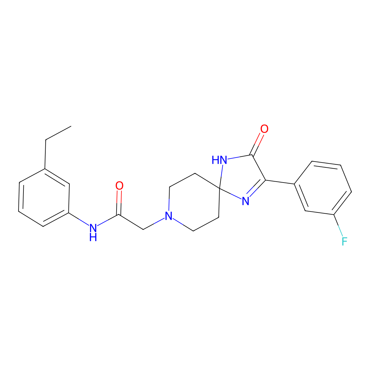 N-(3-ethylphenyl)-2-[2-(3-fluorophenyl)-3-oxo-1,4,8-triazaspiro[4.5]dec-1-en-8-yl]acetamide molecular structure, CAS 1189668-09-4