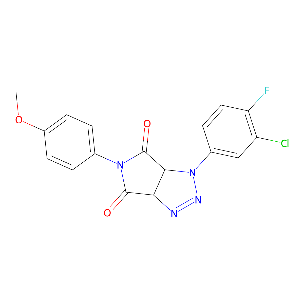 1-(3-chloro-4-fluorophenyl)-5-(4-methoxyphenyl)-3a,6a-dihydropyrrolo[3,4-d][1,2,3]triazole-4,6(1H,5H)-dione molecular structure, CAS 1189668-51-6