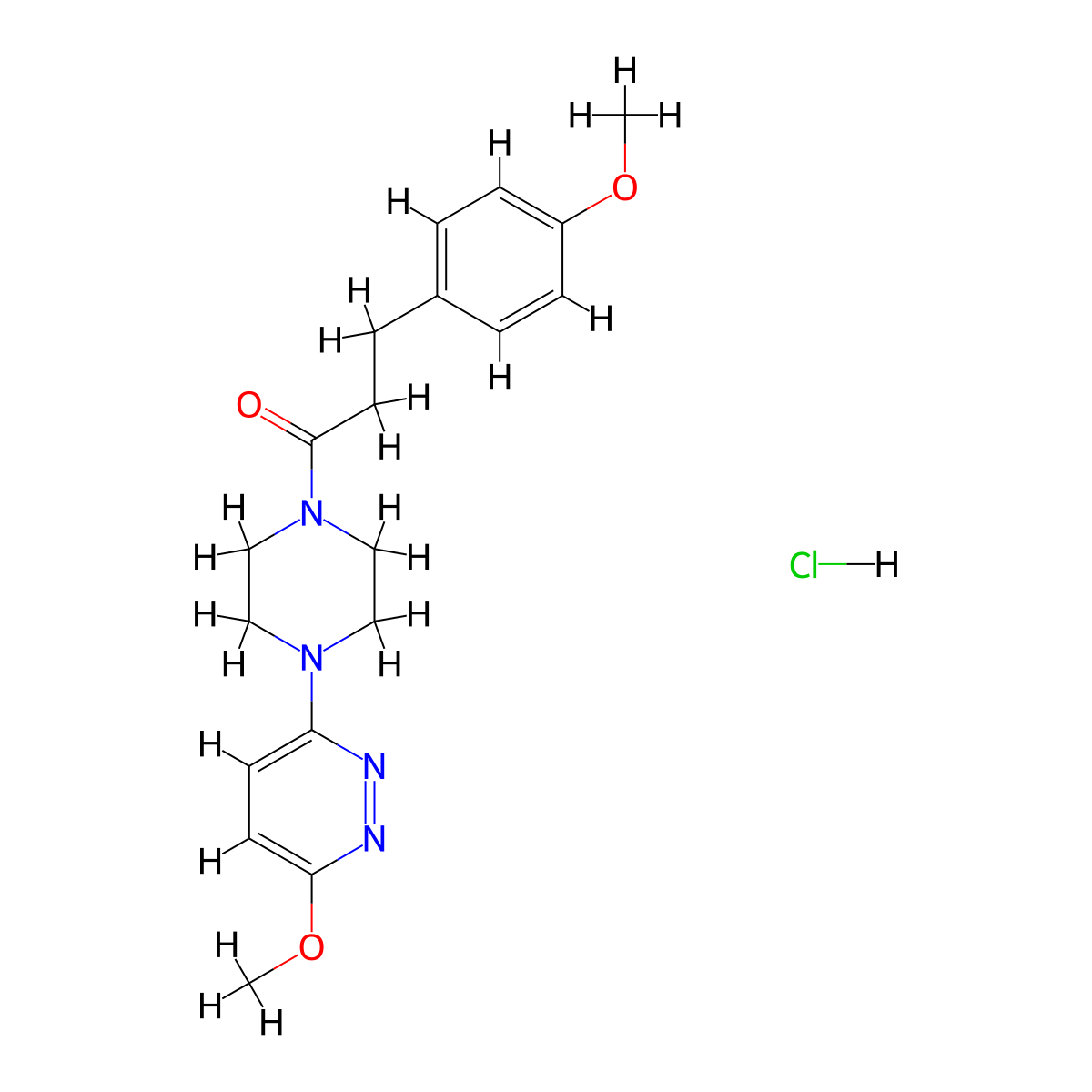 3-(4-Methoxyphenyl)-1-(4-(6-methoxypyridazin-3-yl)piperazin-1-yl)propan-1-one hydrochloride molecular structure, CAS 1189668-91-4