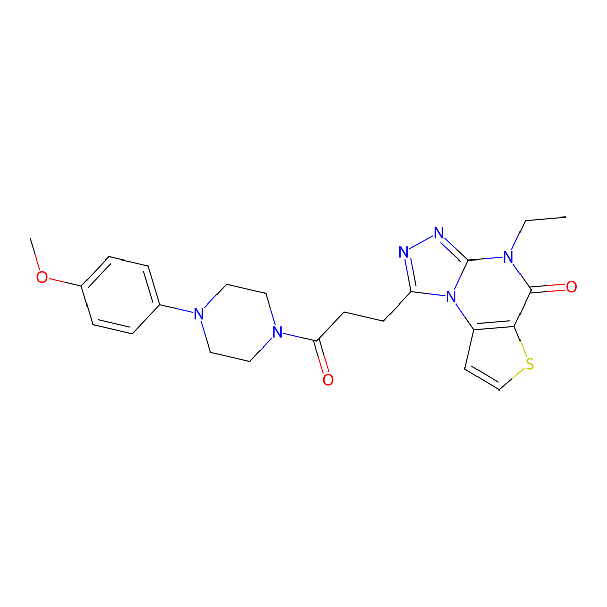 4-ethyl-1-(3-(4-(4-methoxyphenyl)piperazin-1-yl)-3-oxopropyl)thieno[2,3-e][1,2,4]triazolo[4,3-a]pyrimidin-5(4H)-one molecular structure, CAS 1189669-65-5