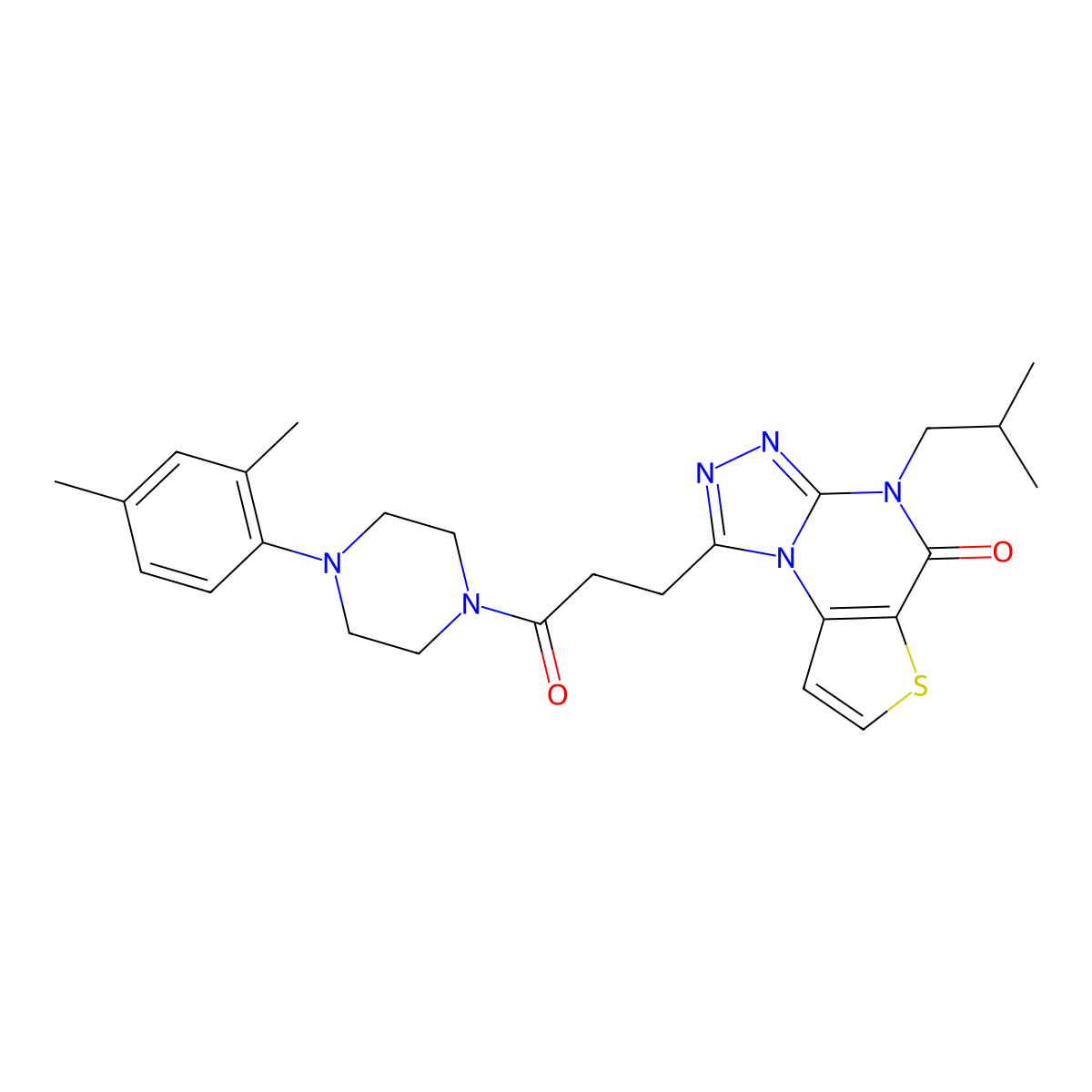 1-{3-[4-(2,4-Dimethylphenyl)piperazino]-3-oxopropyl}-4-isobutylthieno[2,3-E][1,2,4]triazolo[4,3-A]pyrimidin-5(4H)-one molecular structure, CAS 1189669-97-3
