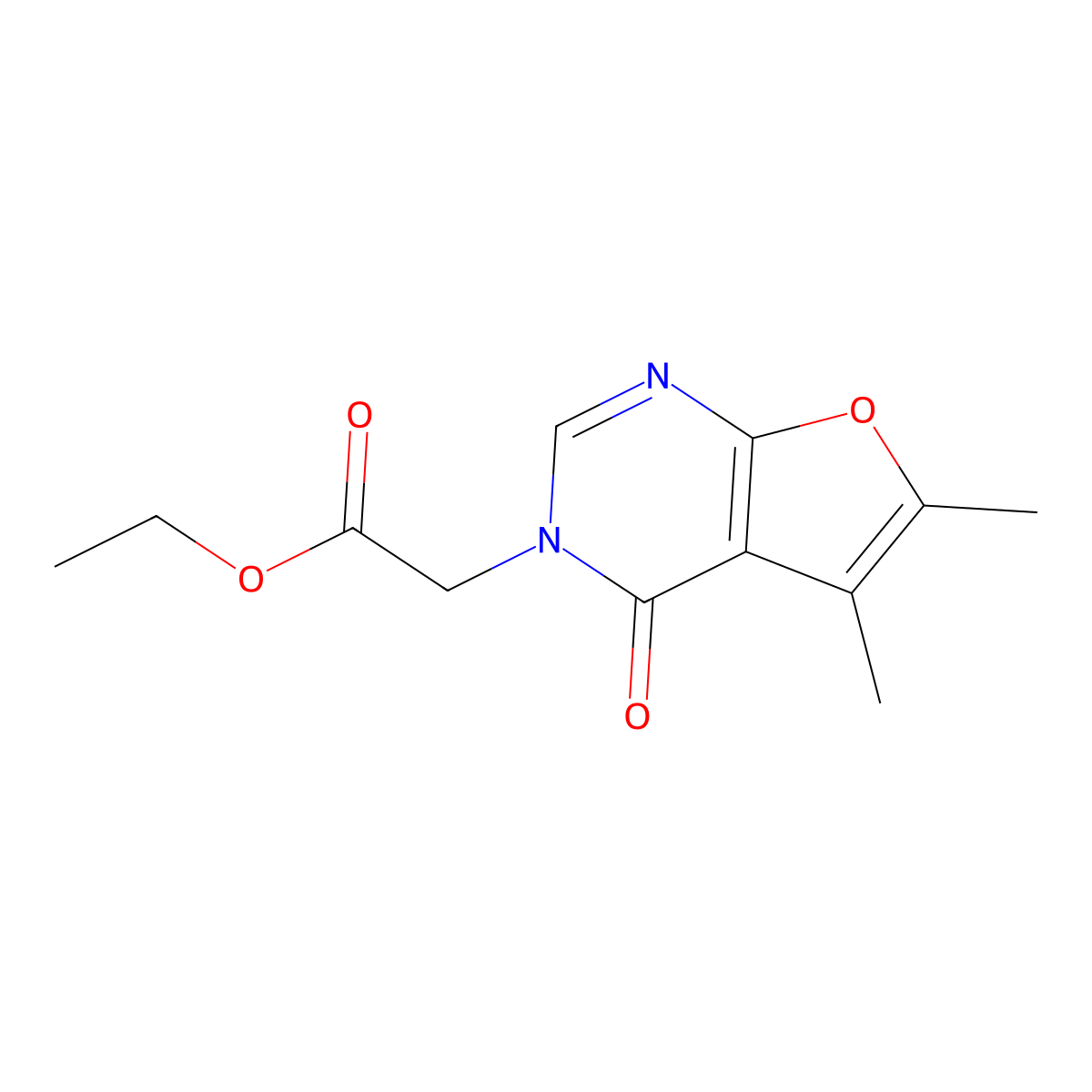 Ethyl 2-(5,6-dimethyl-4-oxofuro[2,3-d]pyrimidin-3(4H)-yl)acetate molecular structure, CAS 1189670-48-1