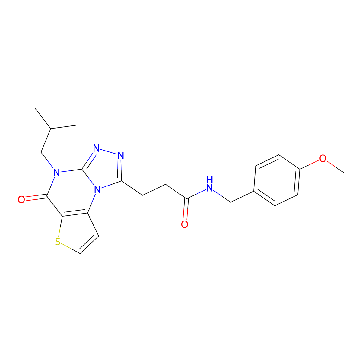 3-(4-isobutyl-5-oxo-4,5-dihydrothieno[2,3-e][1,2,4]triazolo[4,3-a]pyrimidin-1-yl)-N-(4-methoxybenzyl)propanamide molecular structure, CAS 1189672-95-4