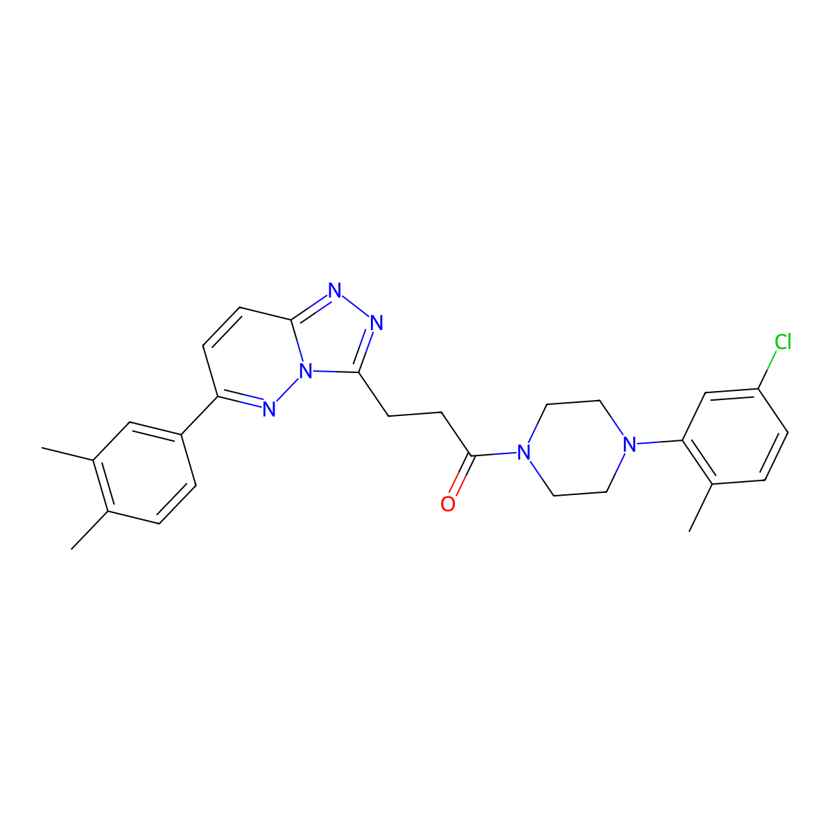 1-[4-(5-Chloro-2-methylphenyl)piperazin-1-yl]-3-[6-(3,4-dimethylphenyl)-[1,2,4]triazolo[4,3-b]pyridazin-3-yl]propan-1-one molecular structure, CAS 1189673-85-5