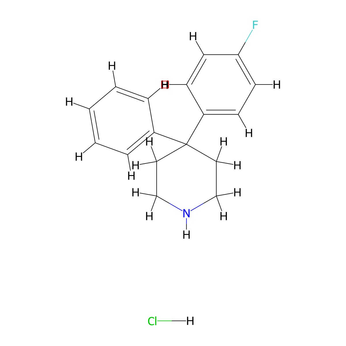 4-(4-Fluorophenyl)-4-phenylpiperidine hydrochloride molecular structure, CAS 1189673-94-6