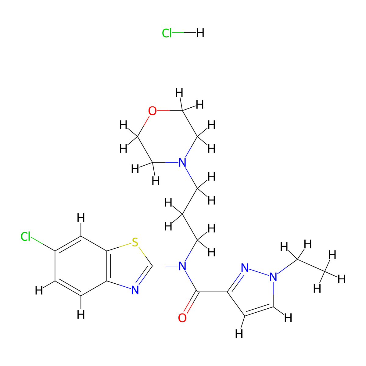 N-(6-chlorobenzo[d]thiazol-2-yl)-1-ethyl-N-(3-morpholinopropyl)-1H-pyrazole-3-carboxamide hydrochloride molecular structure, CAS 1189674-70-1