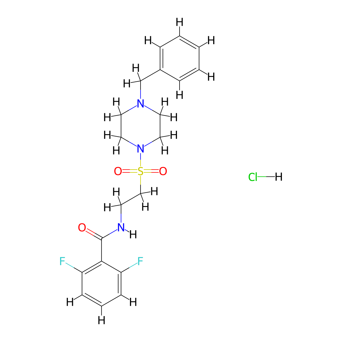 N-(2-((4-benzylpiperazin-1-yl)sulfonyl)ethyl)-2,6-difluorobenzamide hydrochloride molecular structure, CAS 1189676-34-3