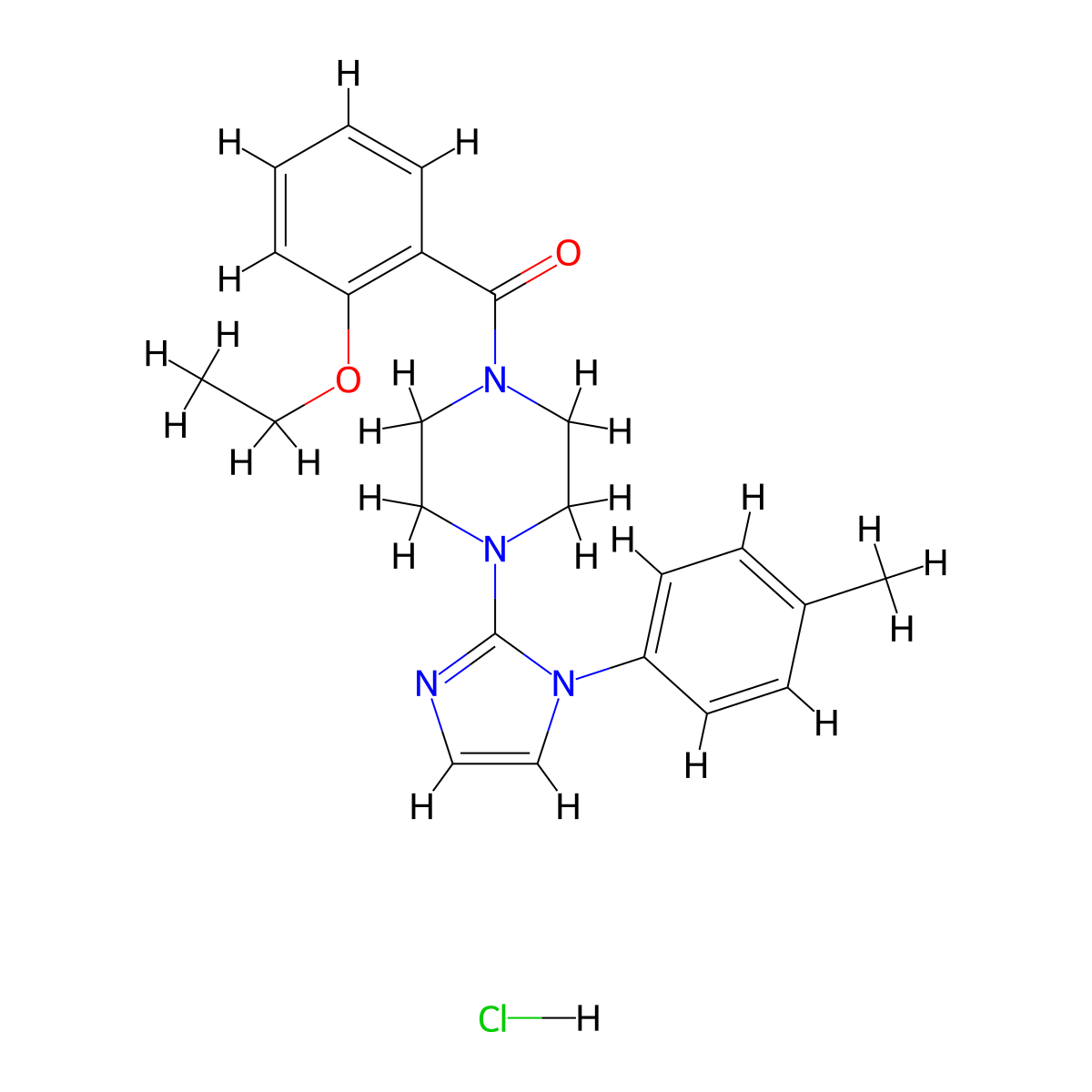 (2-ethoxyphenyl)(4-(1-(p-tolyl)-1H-imidazol-2-yl)piperazin-1-yl)methanone hydrochloride molecular structure, CAS 1189676-78-5