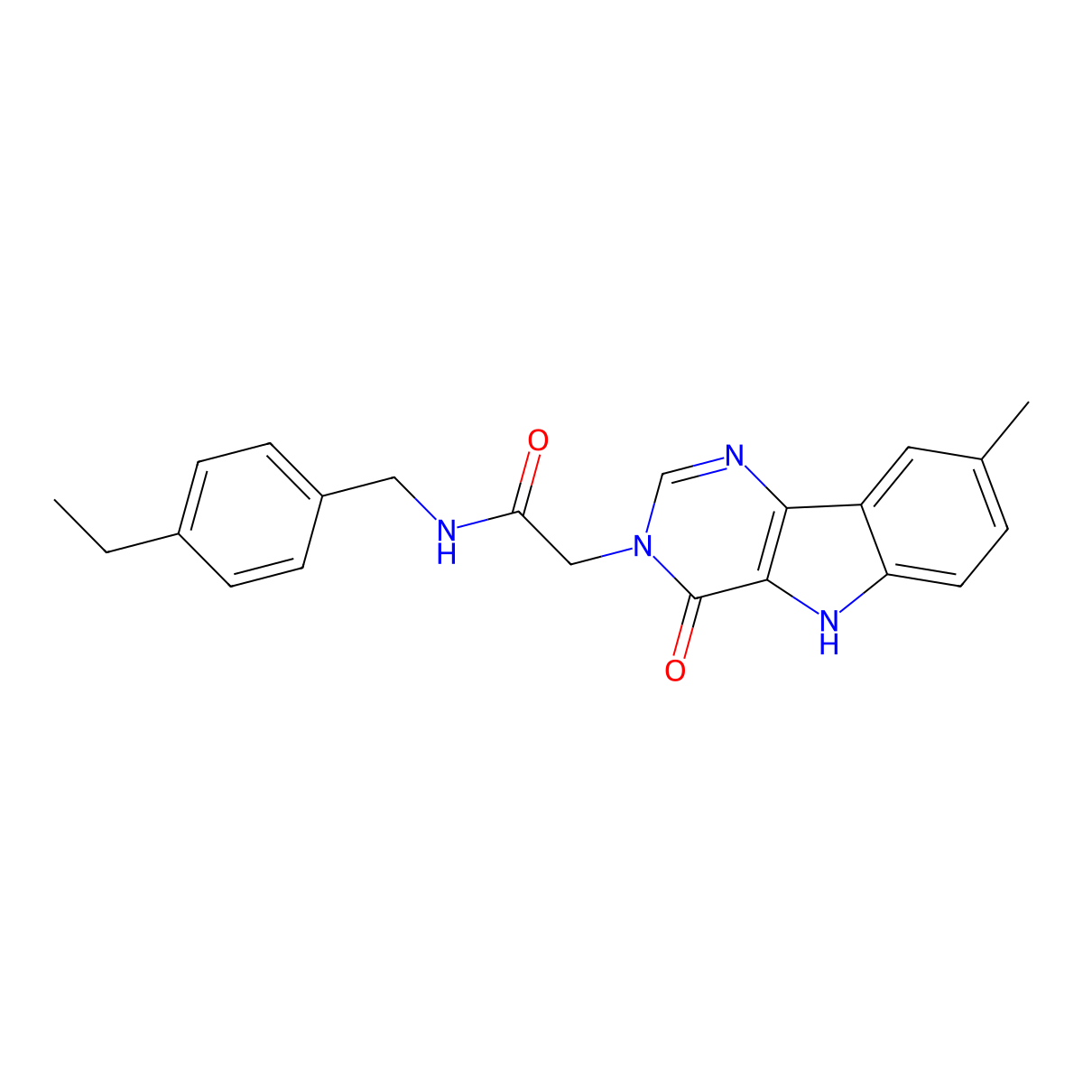 N-[(4-ethylphenyl)methyl]-2-{8-methyl-4-oxo-3H,4H,5H-pyrimido[5,4-b]indol-3-yl}acetamide molecular structure, CAS 1189676-90-1