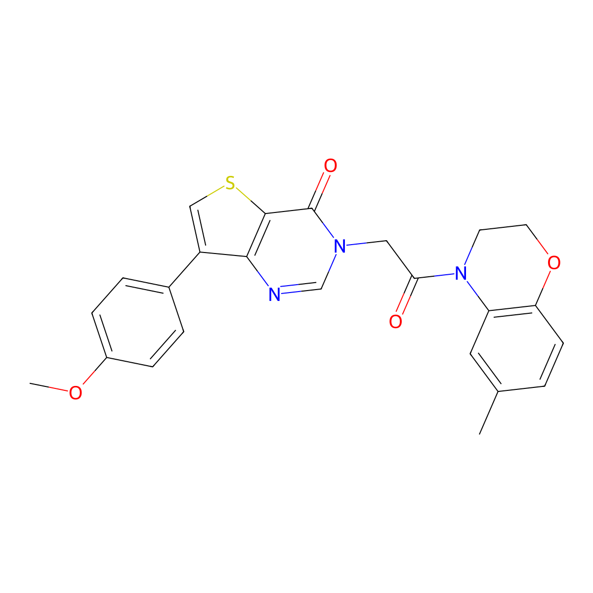 7-(4-methoxyphenyl)-3-[2-(6-methyl-2,3-dihydro-4H-1,4-benzoxazin-4-yl)-2-oxoethyl]thieno[3,2-d]pyrimidin-4(3H)-one molecular structure, CAS 1189677-24-4