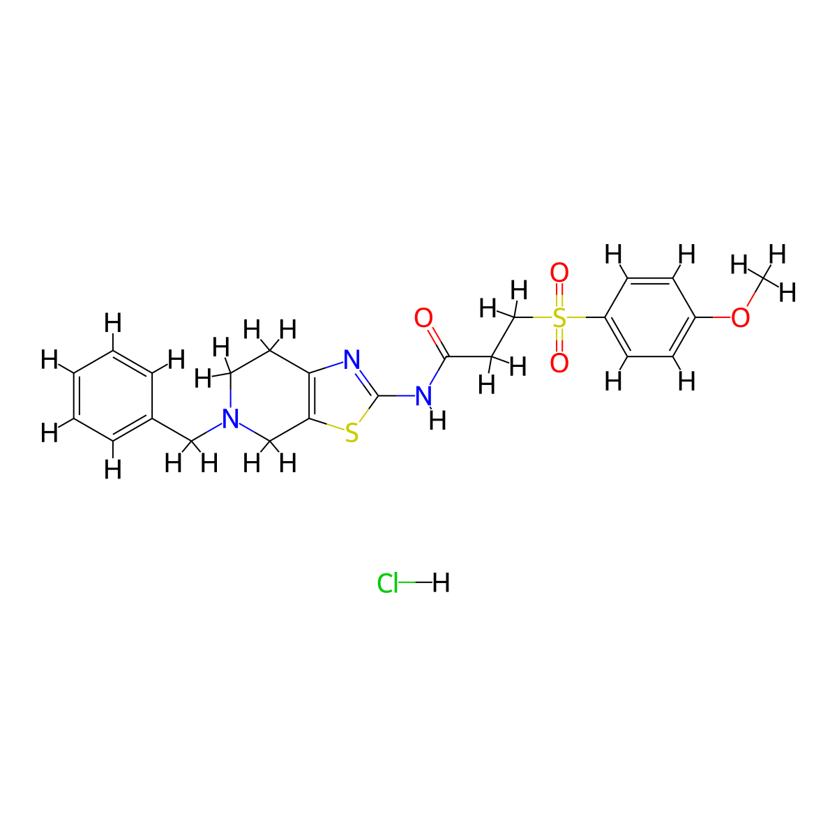 N-(5-benzyl-4,5,6,7-tetrahydrothiazolo[5,4-c]pyridin-2-yl)-3-((4-methoxyphenyl)sulfonyl)propanamide hydrochloride molecular structure, CAS 1189677-59-5