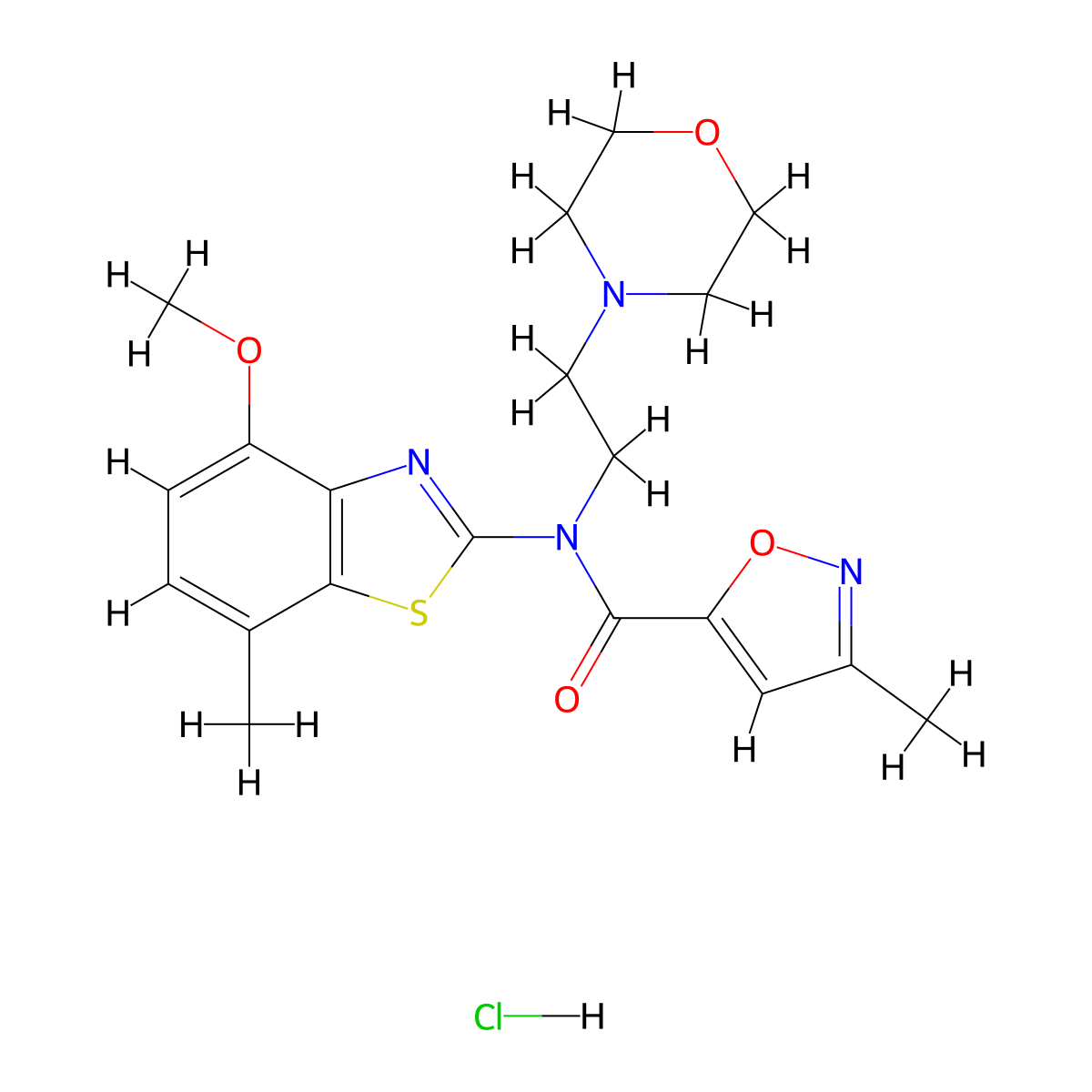 N-(4-methoxy-7-methylbenzo[d]thiazol-2-yl)-3-methyl-N-(2-morpholinoethyl)isoxazole-5-carboxamide hydrochloride molecular structure, CAS 1189677-97-1