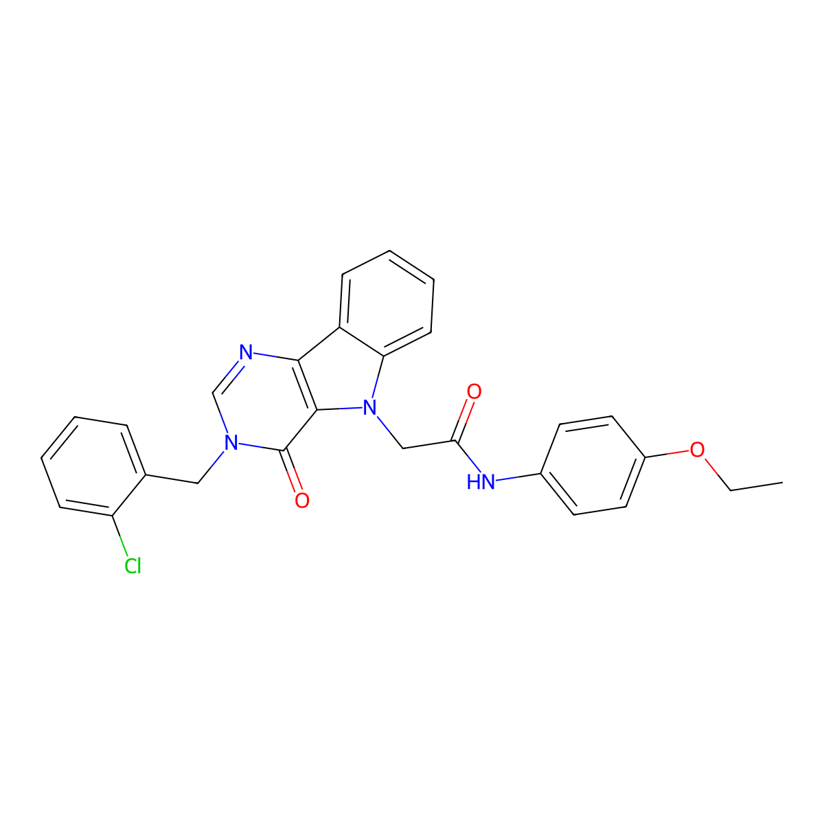 2-(3-(2-chlorobenzyl)-4-oxo-3H-pyrimido[5,4-b]indol-5(4H)-yl)-N-(4-ethoxyphenyl)acetamide molecular structure, CAS 1189678-53-2