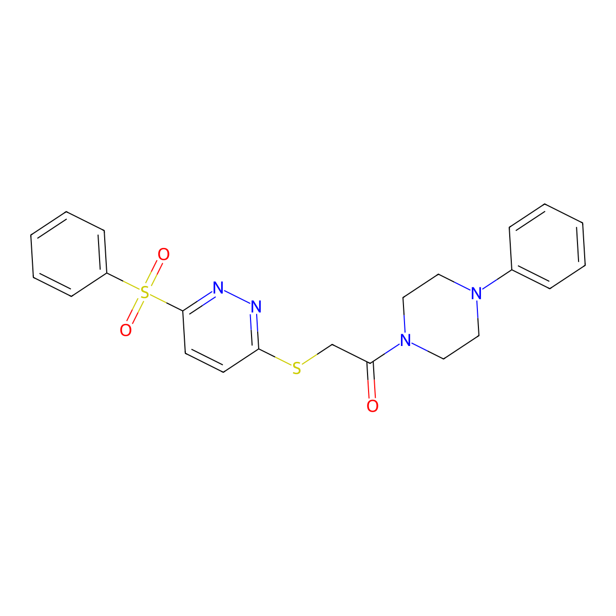 1-(4-Phenylpiperazin-1-yl)-2-((6-(phenylsulfonyl)pyridazin-3-yl)thio)ethanone molecular structure, CAS 1189678-59-8