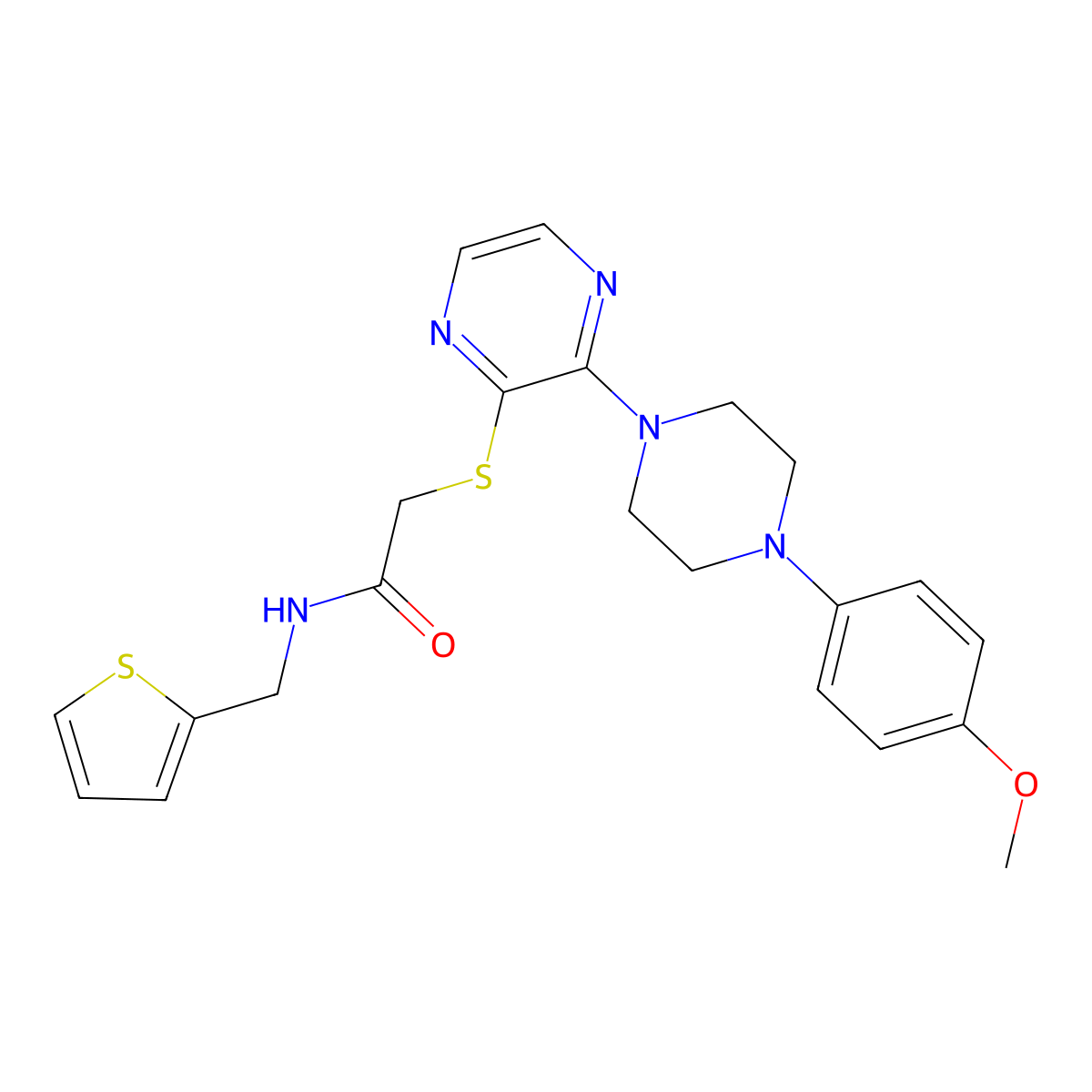 2-({3-[4-(4-methoxyphenyl)piperazin-1-yl]pyrazin-2-yl}sulfanyl)-N-[(thiophen-2-yl)methyl]acetamide molecular structure, CAS 1189678-78-1
