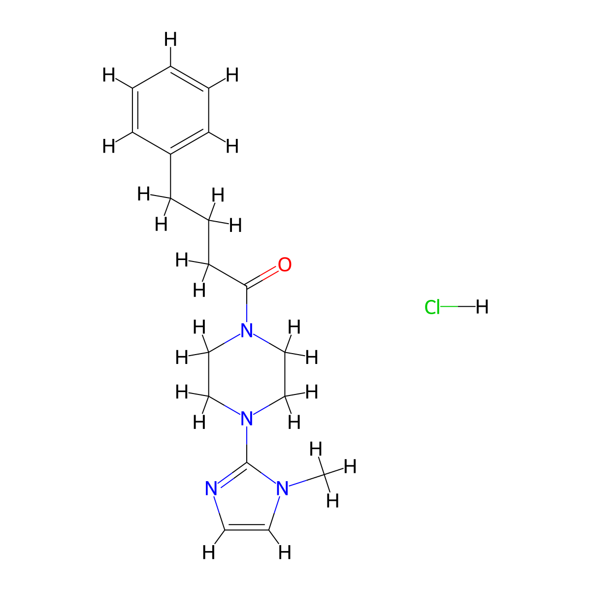 1-[4-(1-methyl-1H-imidazol-2-yl)piperazin-1-yl]-4-phenylbutan-1-one hydrochloride molecular structure, CAS 1189680-59-8