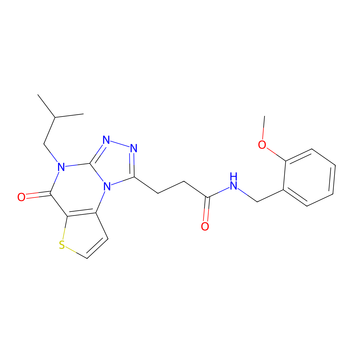 3-(4-isobutyl-5-oxo-4,5-dihydrothieno[2,3-e][1,2,4]triazolo[4,3-a]pyrimidin-1-yl)-N-(2-methoxybenzyl)propanamide molecular structure, CAS 1189681-69-3