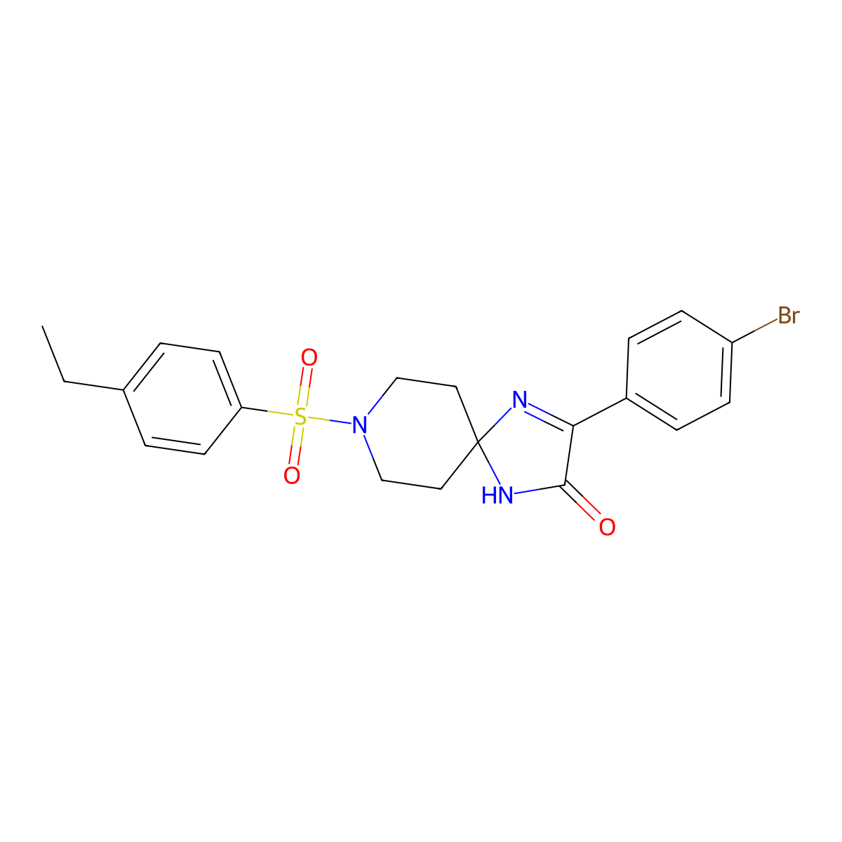 3-(4-Bromophenyl)-8-(4-ethylbenzenesulfonyl)-1,4,8-triazaspiro[4.5]dec-3-en-2-one molecular structure, CAS 1189681-90-0
