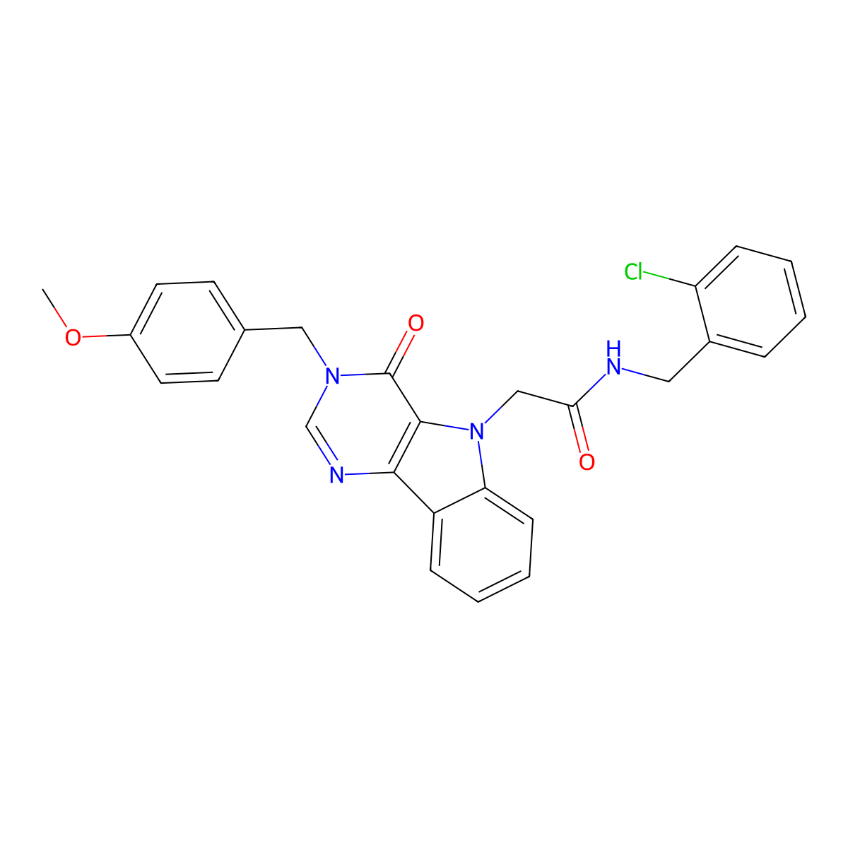 N-(2-chlorobenzyl)-2-(3-(4-methoxybenzyl)-4-oxo-3H-pyrimido[5,4-b]indol-5(4H)-yl)acetamide molecular structure, CAS 1189681-97-7