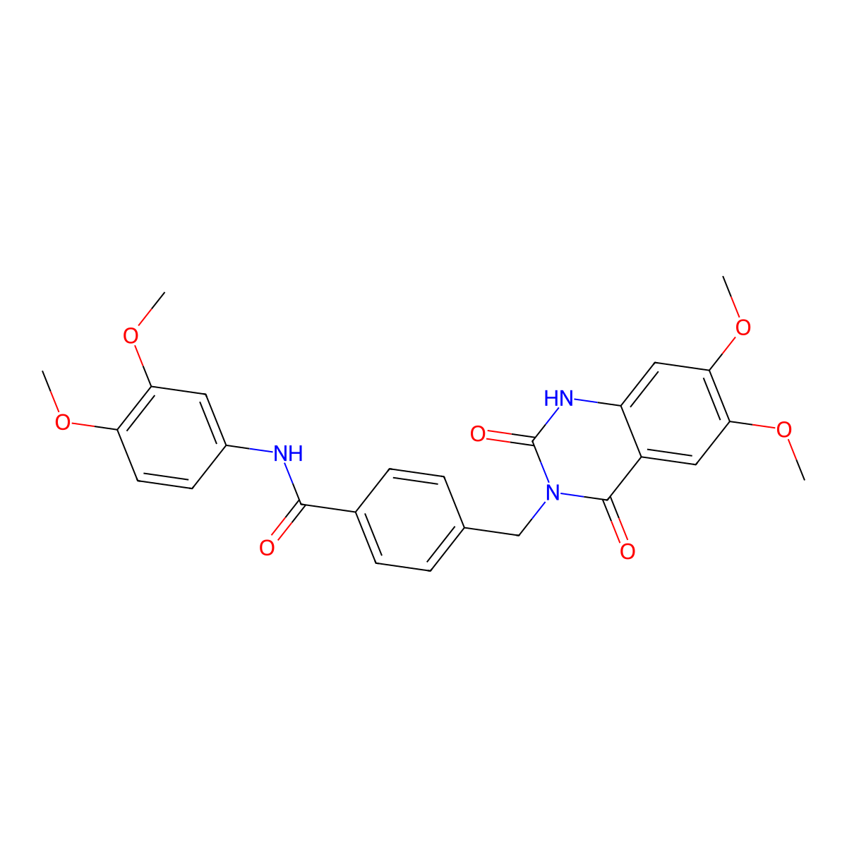 4-((6,7-dimethoxy-2,4-dioxo-1,2-dihydroquinazolin-3(4H)-yl)methyl)-N-(3,4-dimethoxyphenyl)benzamide molecular structure, CAS 1189682-06-1