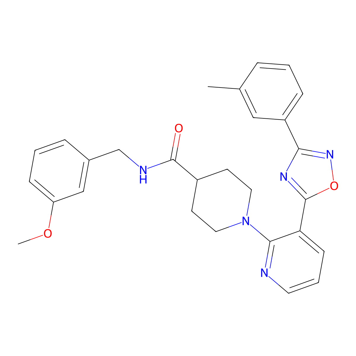 N-[(3-methoxyphenyl)methyl]-1-{3-[3-(3-methylphenyl)-1,2,4-oxadiazol-5-yl]pyridin-2-yl}piperidine-4-carboxamide molecular structure, CAS 1189682-74-3