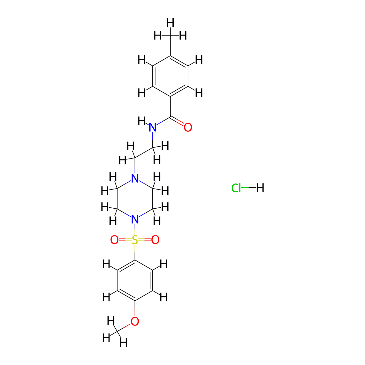 N-(2-(4-((4-methoxyphenyl)sulfonyl)piperazin-1-yl)ethyl)-4-methylbenzamide hydrochloride molecular structure, CAS 1189682-76-5