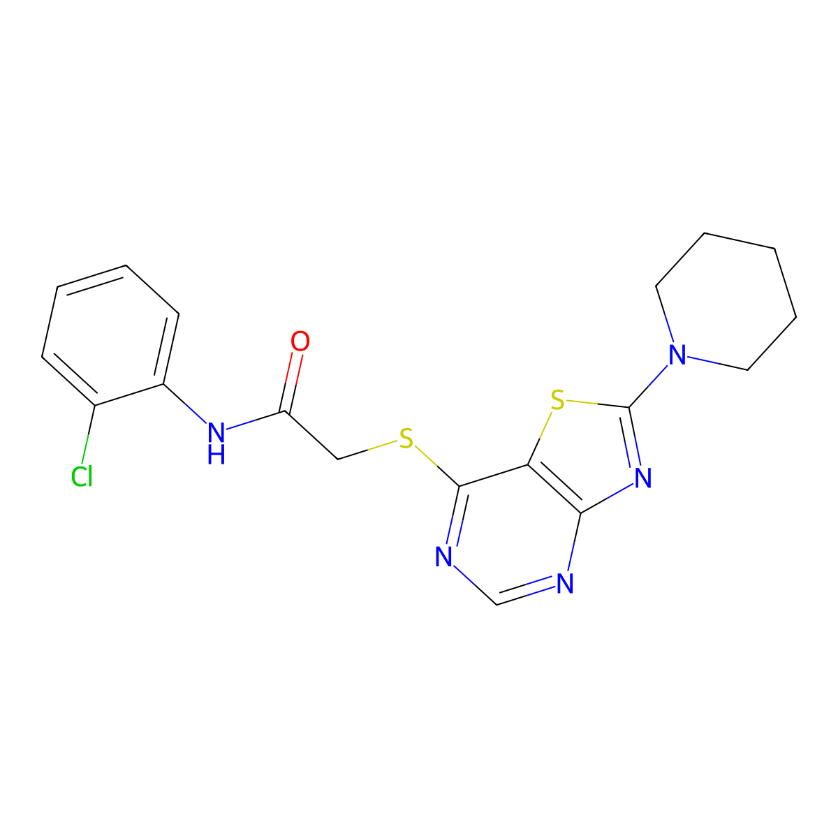 N-(2-chlorophenyl)-2-((2-(piperidin-1-yl)thiazolo[4,5-d]pyrimidin-7-yl)thio)acetamide molecular structure, CAS 1189683-12-2