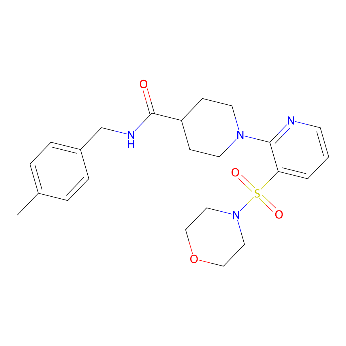 N-[(4-methylphenyl)methyl]-1-[3-(morpholine-4-sulfonyl)pyridin-2-yl]piperidine-4-carboxamide molecular structure, CAS 1189684-23-8