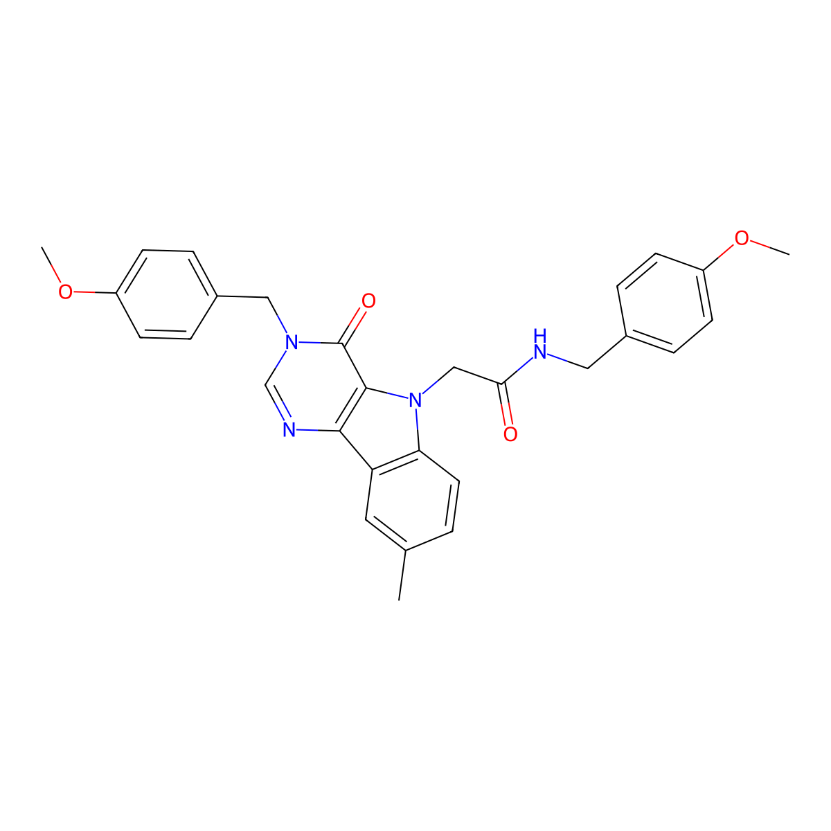 N-(4-methoxybenzyl)-2-(3-(4-methoxybenzyl)-8-methyl-4-oxo-3H-pyrimido[5,4-b]indol-5(4H)-yl)acetamide molecular structure, CAS 1189684-46-5