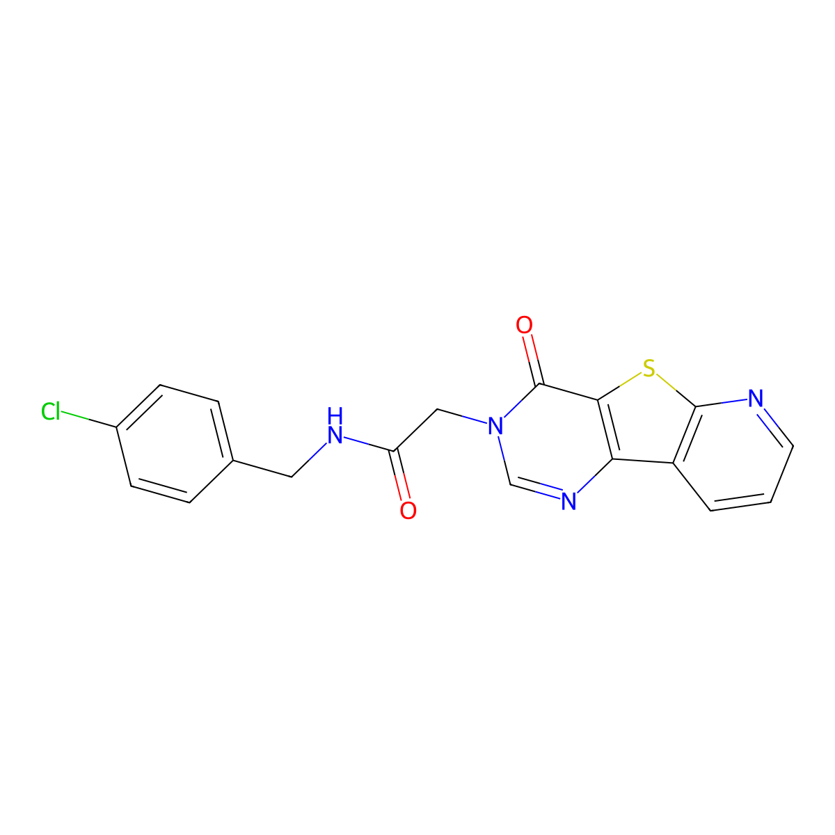 N-(4-chlorobenzyl)-2-(4-oxopyrido[3',2':4,5]thieno[3,2-d]pyrimidin-3(4H)-yl)acetamide molecular structure, CAS 1189685-06-0