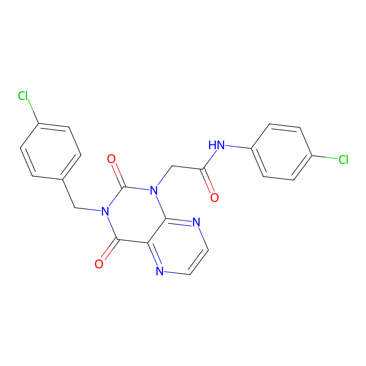 2-[3-(4-chlorobenzyl)-2,4-dioxo-3,4-dihydropteridin-1(2H)-yl]-N-(4-chlorophenyl)acetamide molecular structure, CAS 1189685-81-1