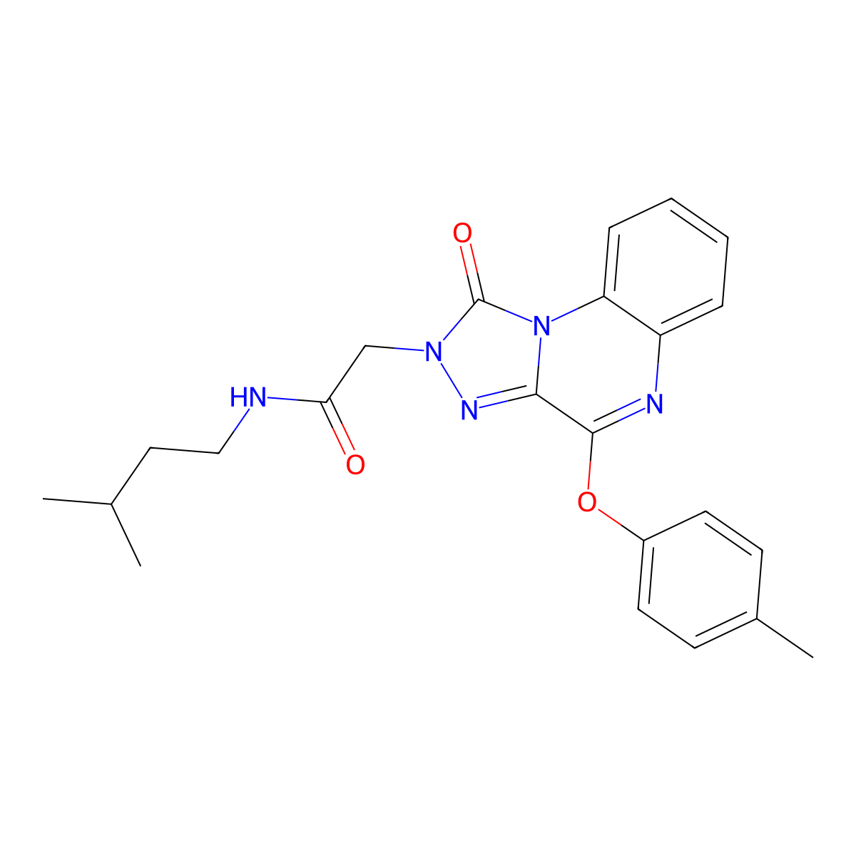 N-isopentyl-2-(1-oxo-4-(p-tolyloxy)-[1,2,4]triazolo[4,3-a]quinoxalin-2(1H)-yl)acetamide molecular structure, CAS 1189686-28-9