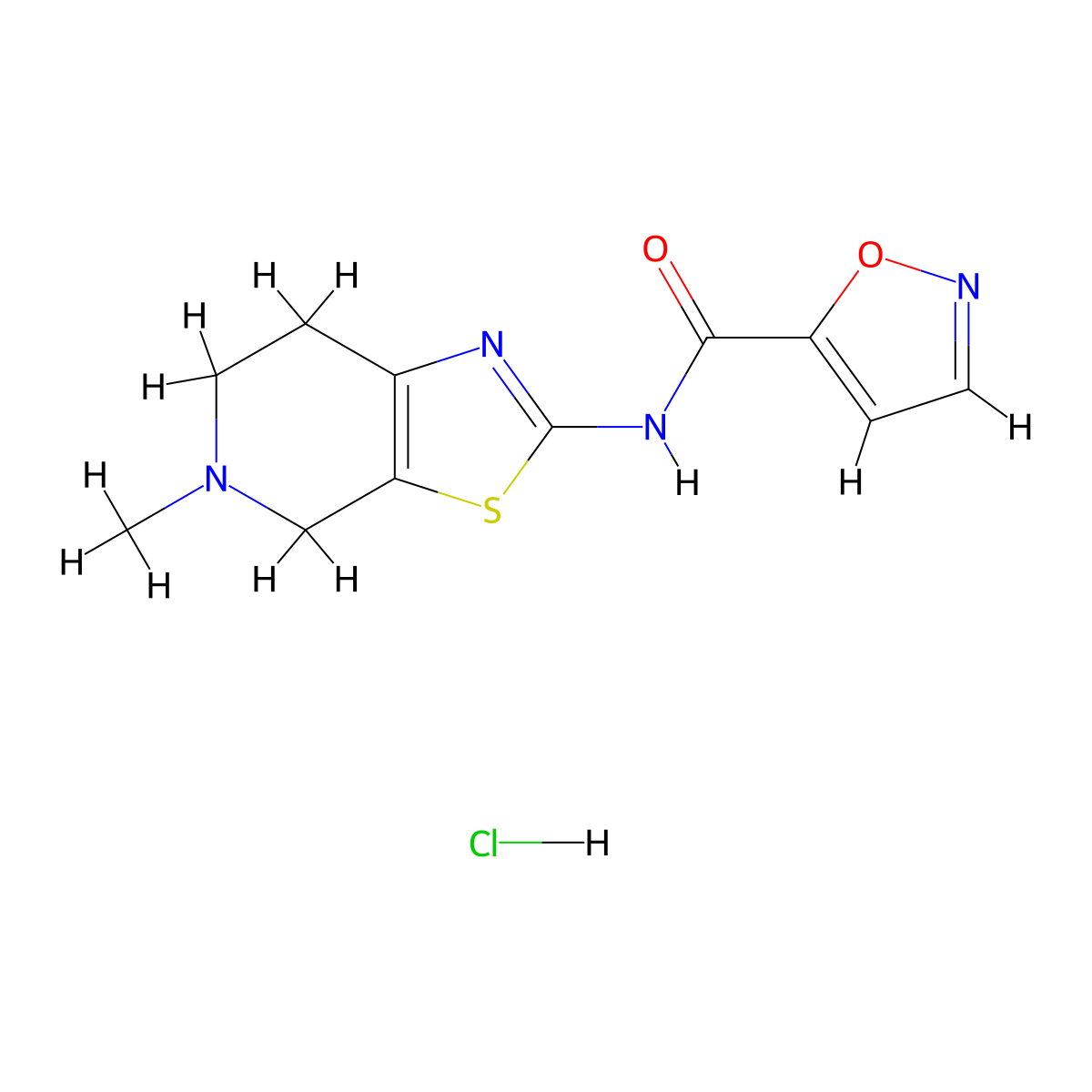 N-(5-methyl-4,5,6,7-tetrahydrothiazolo[5,4-c]pyridin-2-yl)isoxazole-5-carboxamide hydrochloride molecular structure, CAS 1189686-29-0