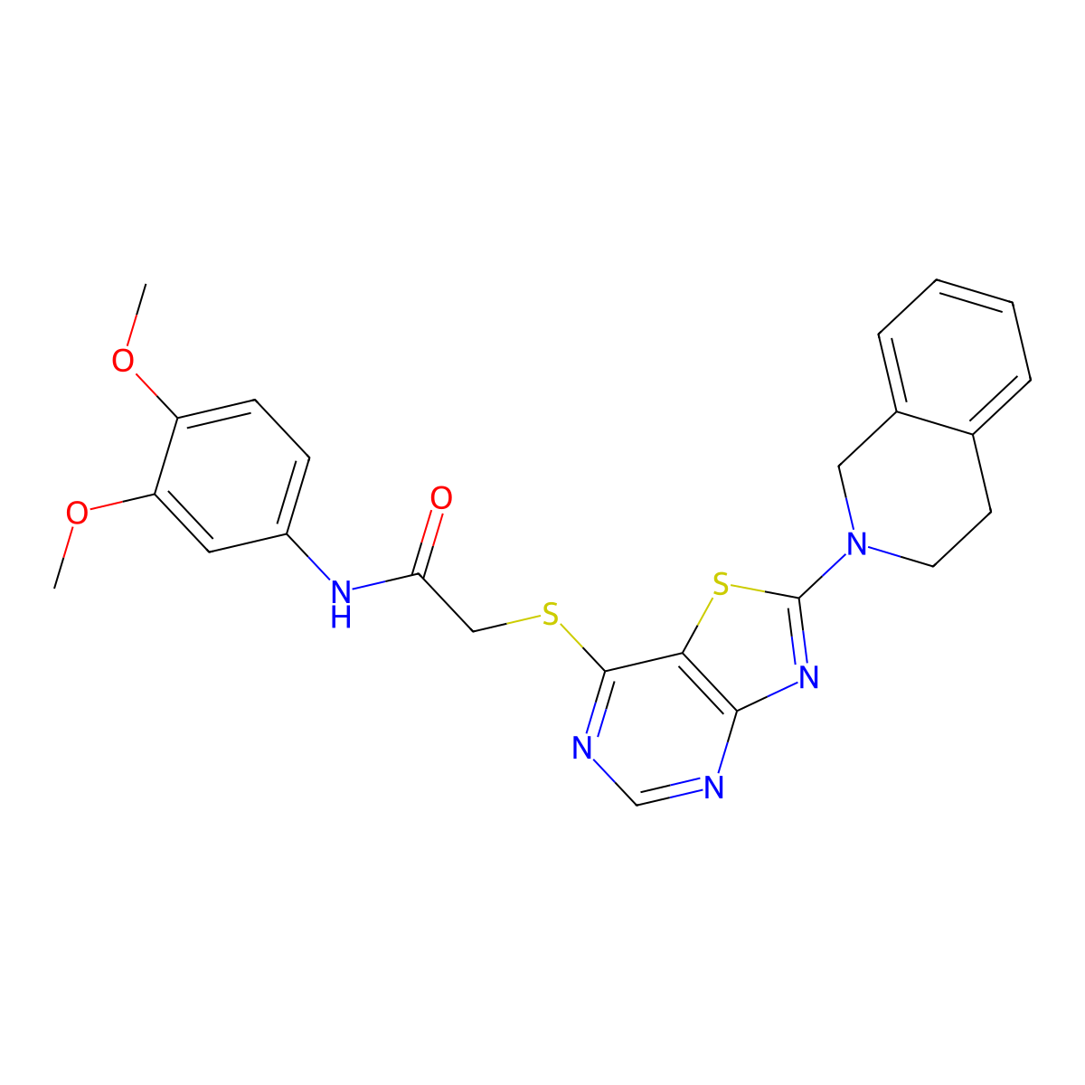 2-((2-(3,4-dihydroisoquinolin-2(1H)-yl)thiazolo[4,5-d]pyrimidin-7-yl)thio)-N-(3,4-dimethoxyphenyl)acetamide molecular structure, CAS 1189687-73-7