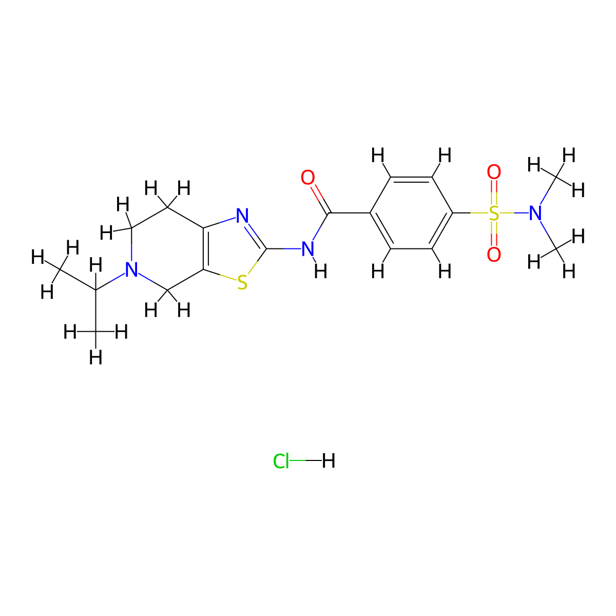 4-(N,N-dimethylsulfamoyl)-N-(5-isopropyl-4,5,6,7-tetrahydrothiazolo[5,4-c]pyridin-2-yl)benzamide hydrochloride molecular structure, CAS 1189688-55-8