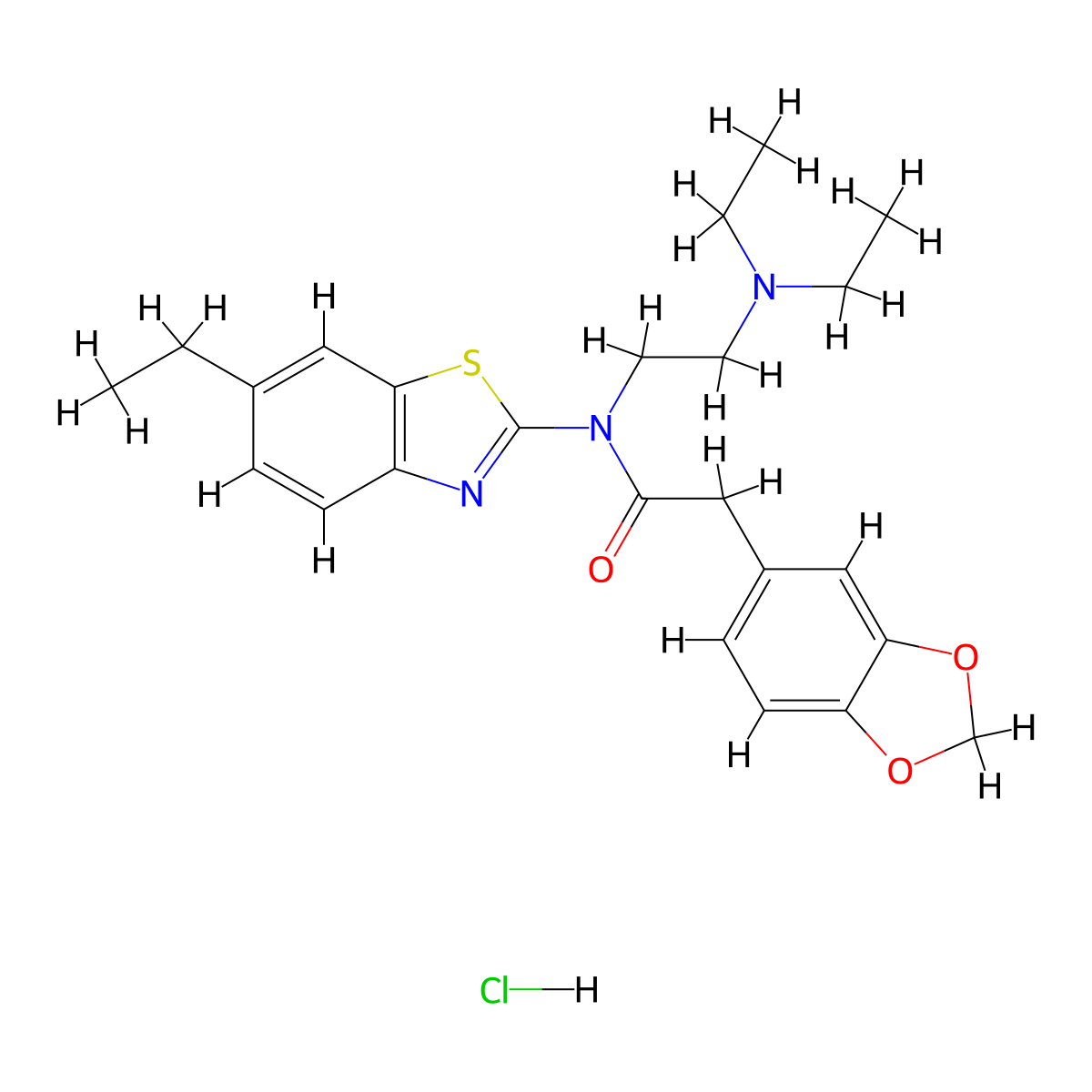 2-(benzo[d][1,3]dioxol-5-yl)-N-(2-(diethylamino)ethyl)-N-(6-ethylbenzo[d]thiazol-2-yl)acetamide hydrochloride molecular structure, CAS 1189688-66-1