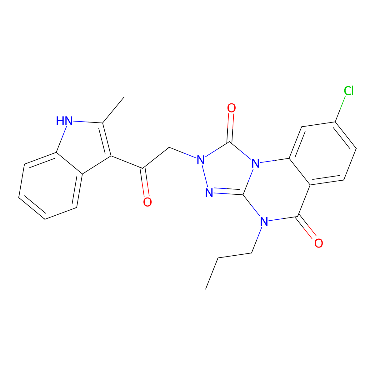8-chloro-2-[2-(2-methyl-1H-indol-3-yl)-2-oxoethyl]-4-propyl-2,4-dihydro[1,2,4]triazolo[4,3-a]quinazoline-1,5-dione molecular structure, CAS 1189688-89-8