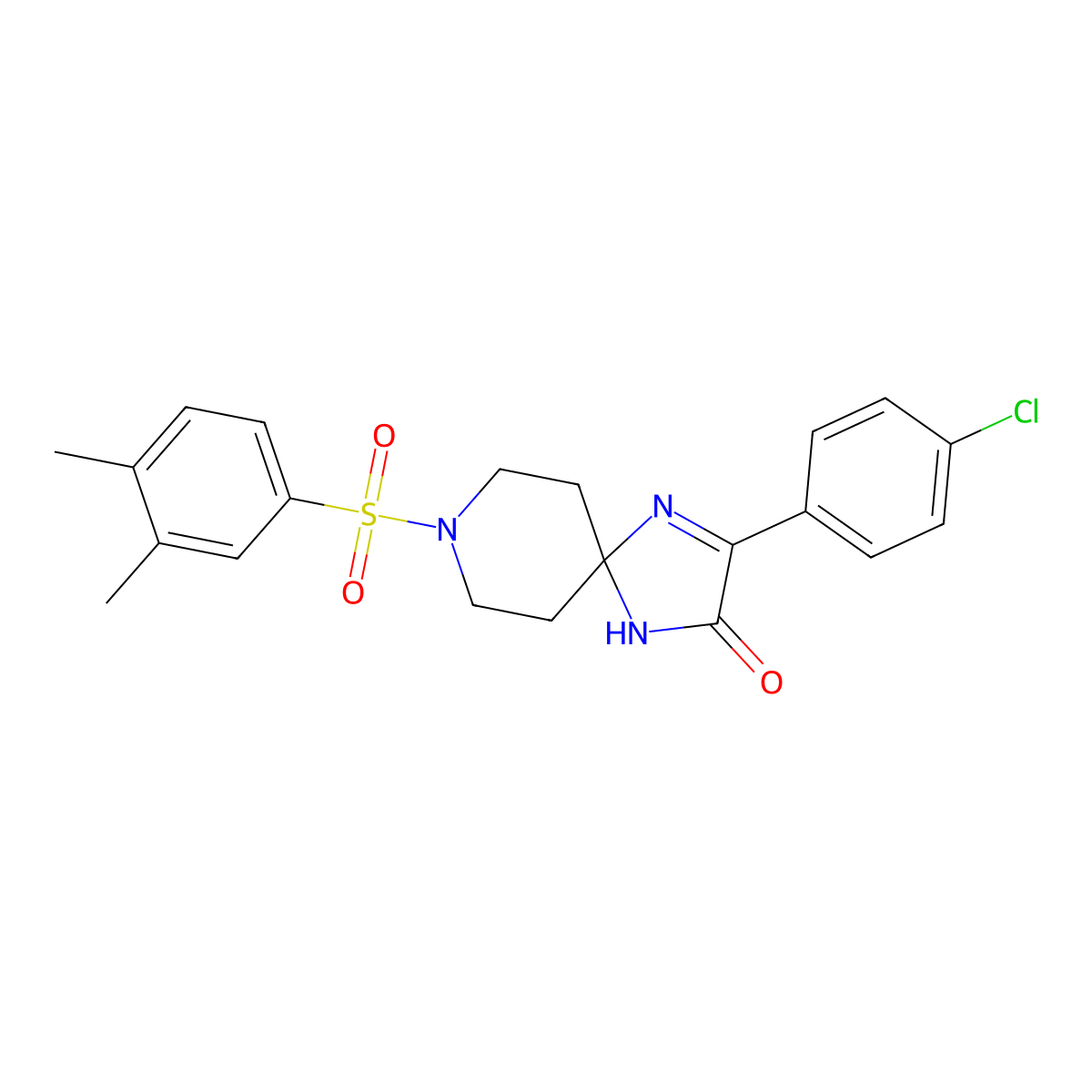 3-(4-Chlorophenyl)-8-((3,4-dimethylphenyl)sulfonyl)-1,4,8-triazaspiro[4.5]dec-3-en-2-one molecular structure, CAS 1189689-41-5