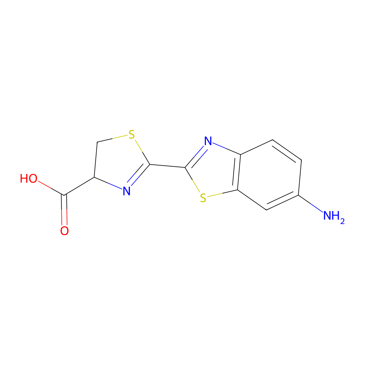 2-(6-Amino-1,3-benzothiazol-2-yl)-4,5-dihydro-1,3-thiazole-4-carboxylic acid molecular structure, CAS 118969-27-0