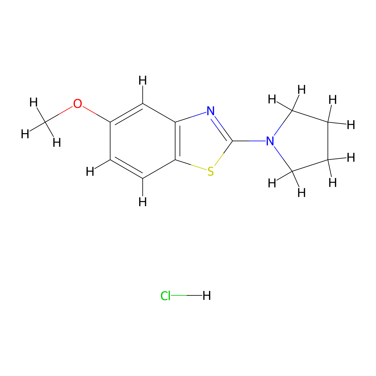 5-Methoxy-2-(pyrrolidin-1-yl)benzo[d]thiazole hydrochloride molecular structure, CAS 1189690-15-0