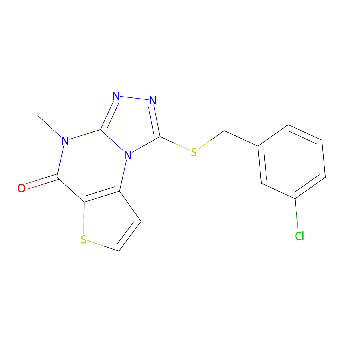 1-((3-chlorobenzyl)thio)-4-methylthieno[2,3-e][1,2,4]triazolo[4,3-a]pyrimidin-5(4H)-one molecular structure, CAS 1189690-38-7